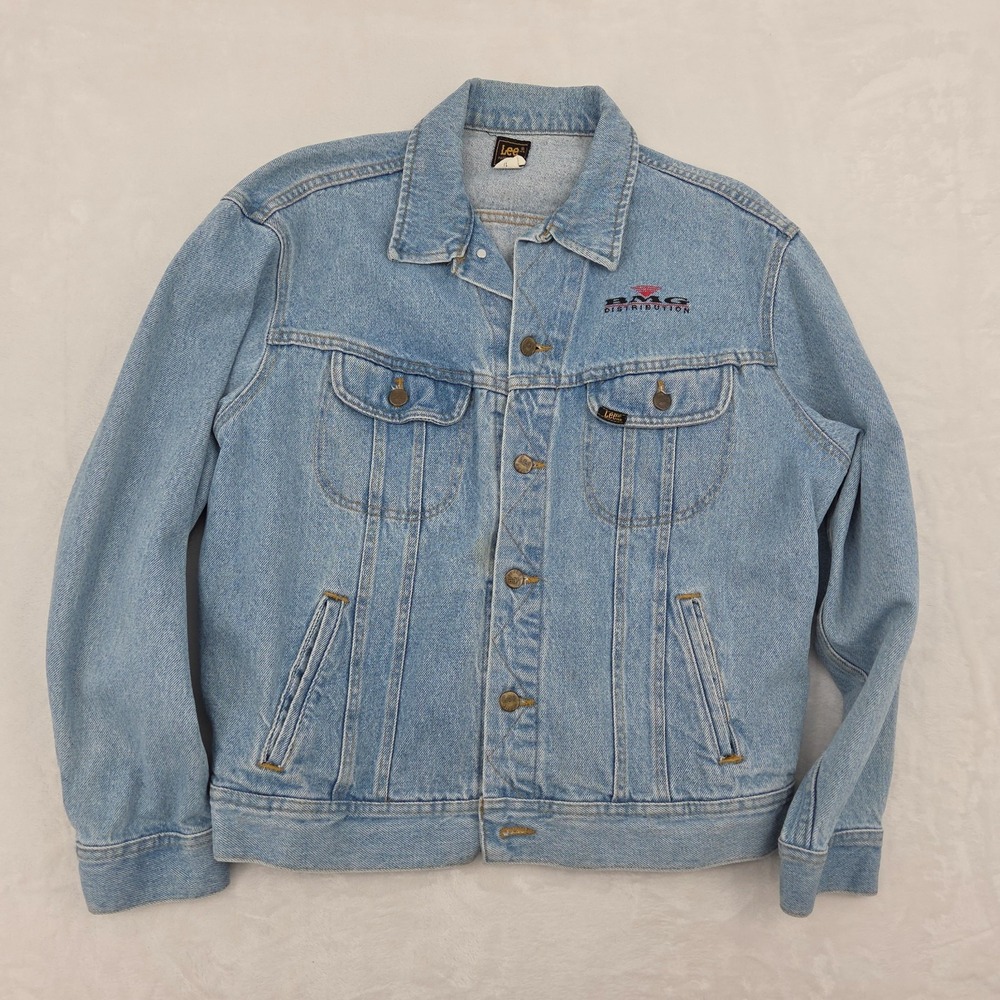 VTG 80's Lee Riders Light Wash Denim Button Up Jean Jacket Sz Lg USA Made BMG
